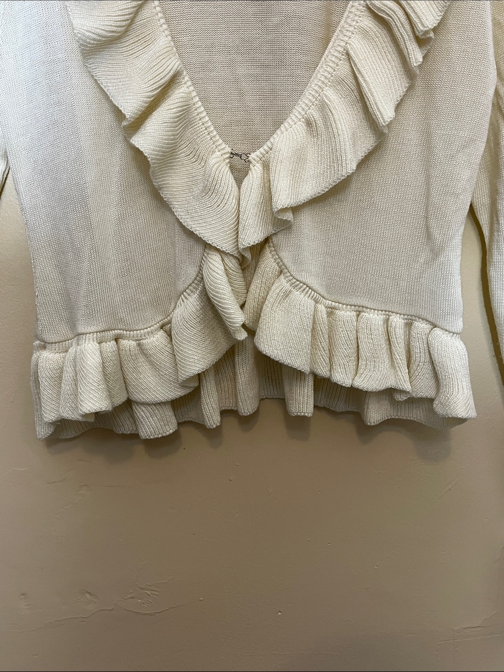 Notations Cream Ruffled Open-Front Cardigan - Picture 5 of 11